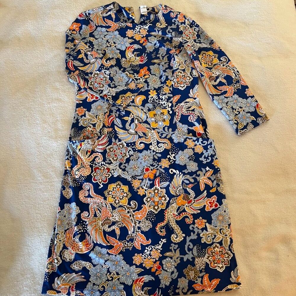J. McLaughlin Catalyst Midi Dress Navy/Multi Neo Fowlerton, Size M
